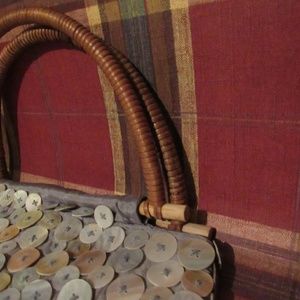 Vintage abalone button handbag